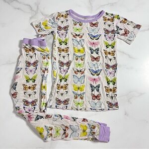 Little Sleepies OG Butterflies Bamboo Pajama Set Size 5/6